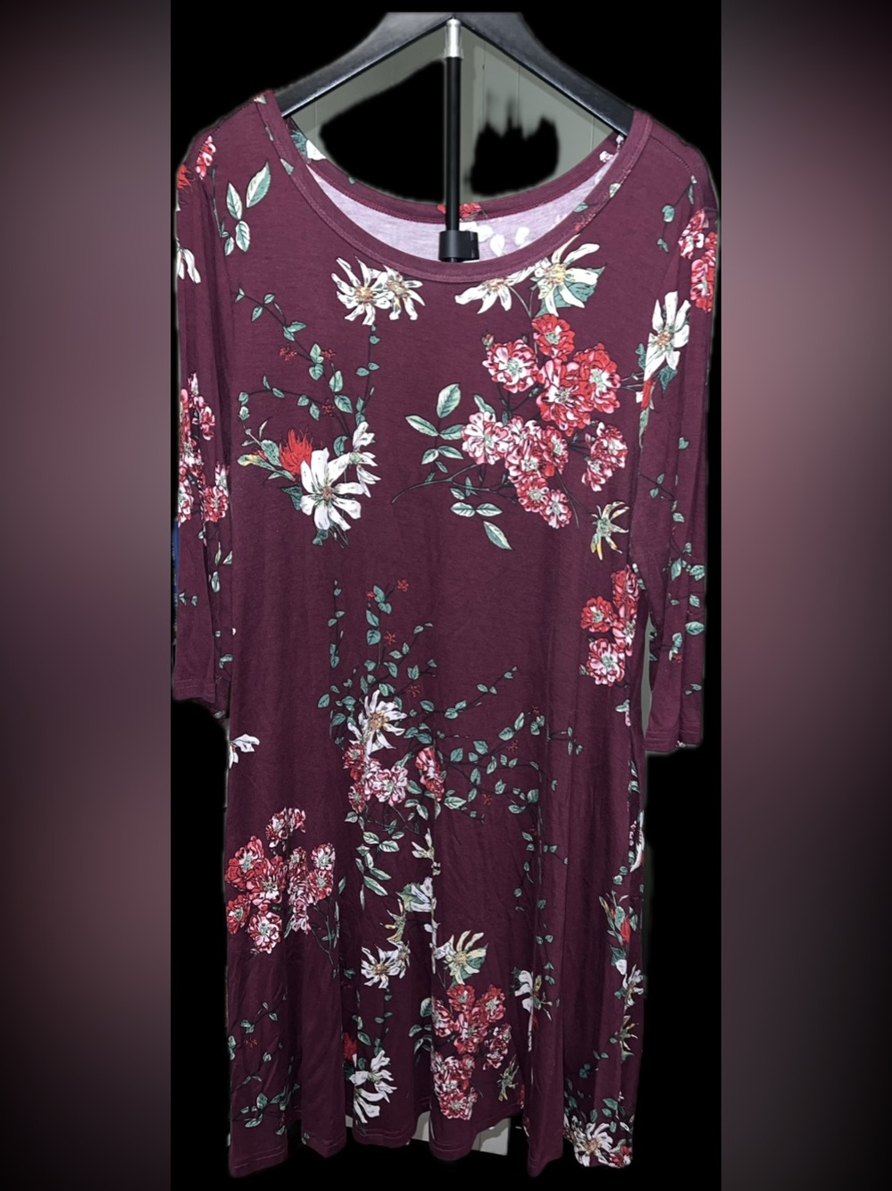 Women’s Floral Swing Dress - Burgundy